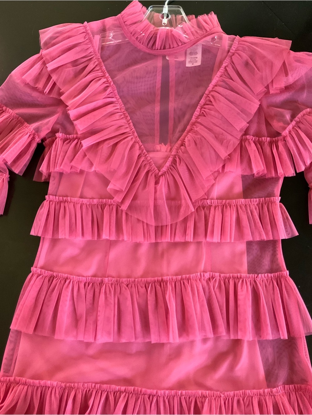Karlie Coral Pink Ruffle Mesh Dress - Picture 8 of 11